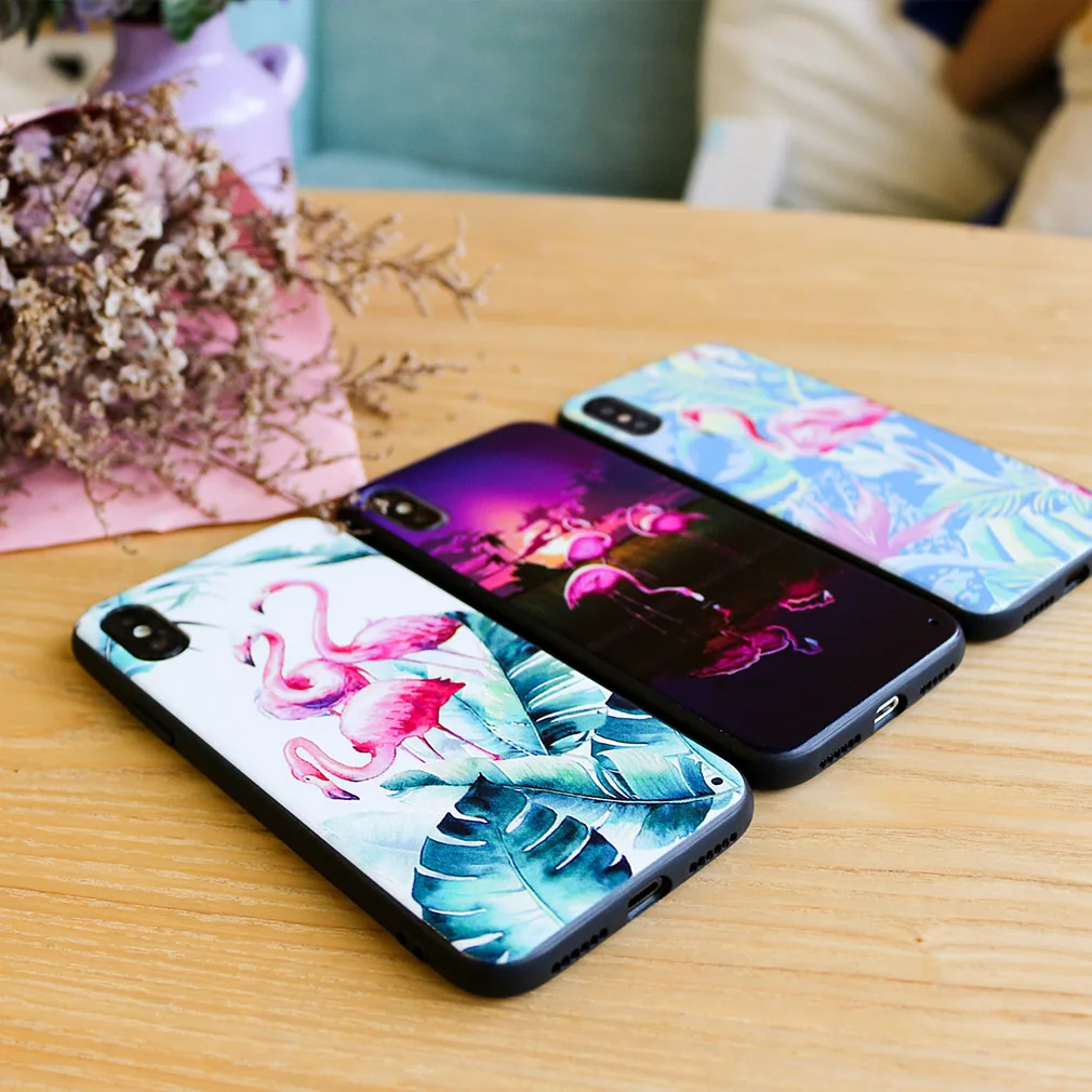 Жесткий Чехол для Iphone 7 8 X плюс 6 S XR XS Max PC полный 3D Фламинго милый мультфильм обувь