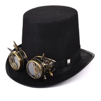 steampunk men women steampunk top hat gears spike goggles cosplay costume gothic hat black