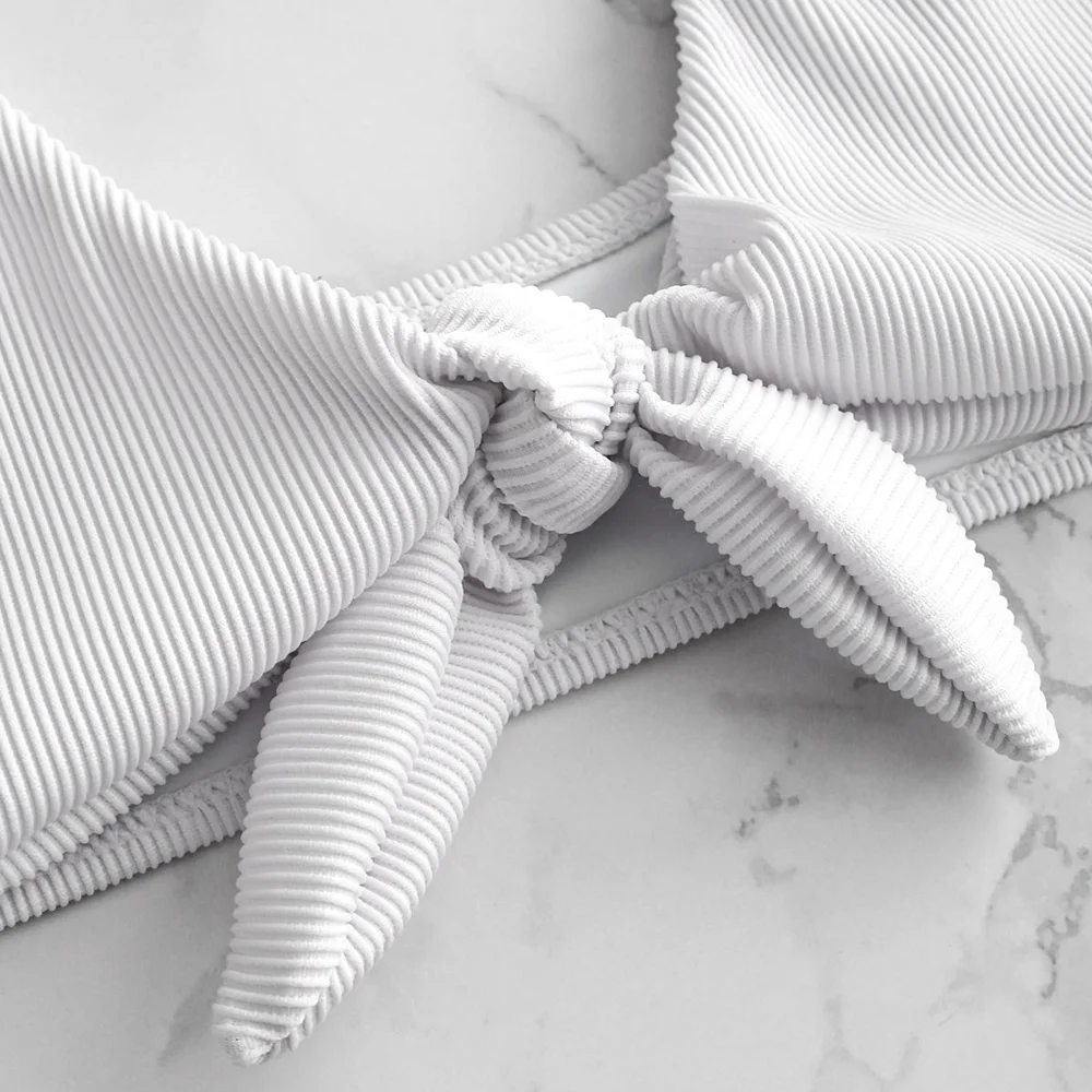 ZAFUL текстурированный ребристый комплект бикини с завязками спереди купальник