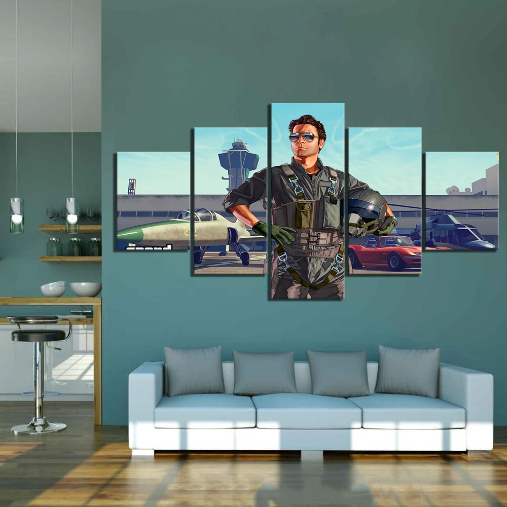 5 шт. Grand Theft Auto онлайн игры постер HD мультфильм стены фотографии GTAOL плакат картина