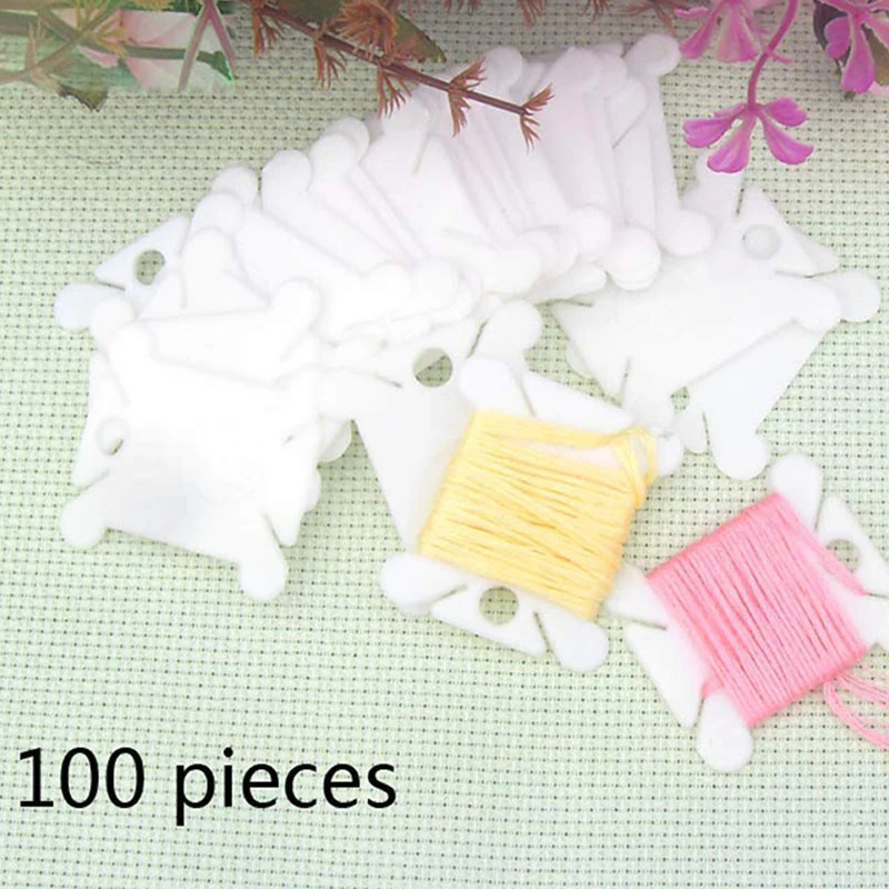 ABGC Embroidery Floss 100x Skeins Random Color Cross Stitch Threads Plastic Bobbins Thread with Needles | Дом и сад
