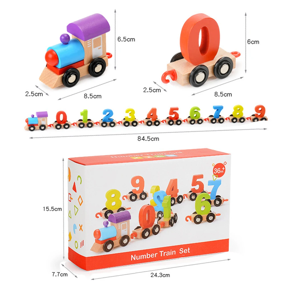 Деревянный поезд с цифрами, Дошкольная игрушка Монтессори, Ранние обучающие игрушки для детей, малышей, подарки на день рождения, Прямая пос...