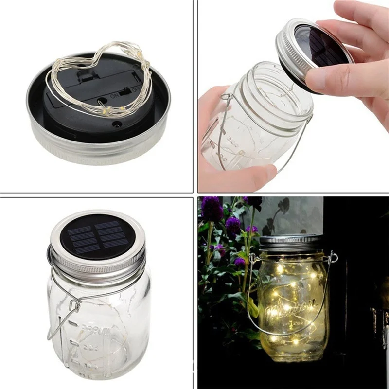 6 шт. 3 вида цветов Солнечный Mason Jar огни украсить сад кухня фестиваль детская