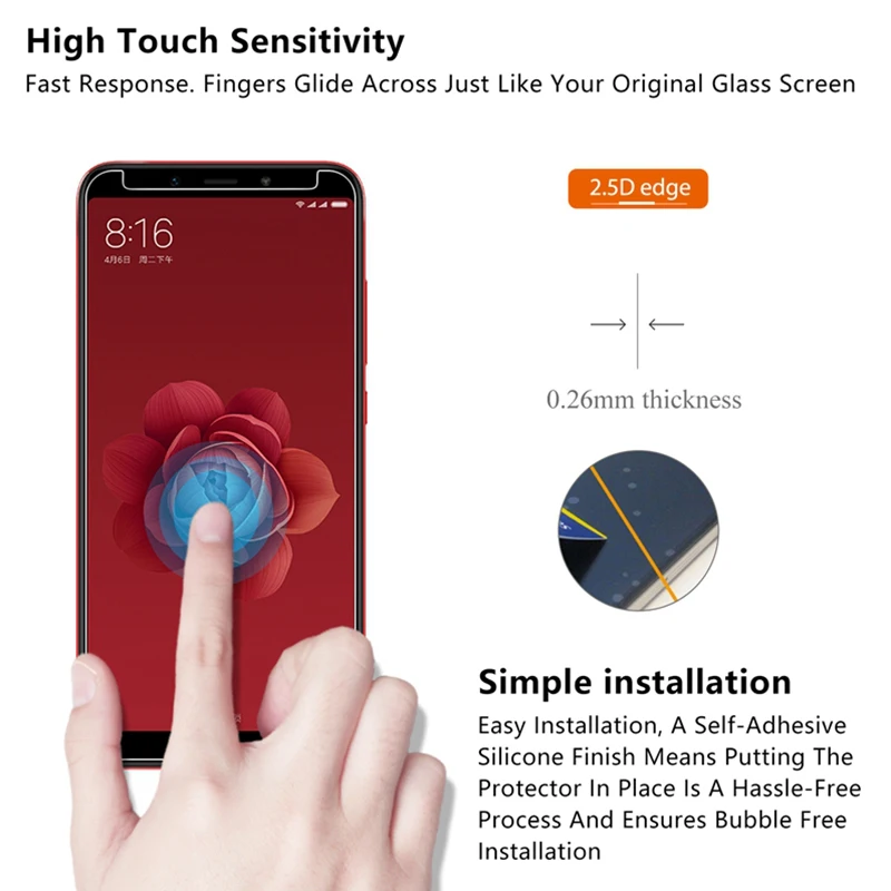 Защитное стекло для экрана Xiaomi Mi A2 Lite A1 на Pocophone F1 закаленное Redmi 6 Pro 5 Plus 5A Note