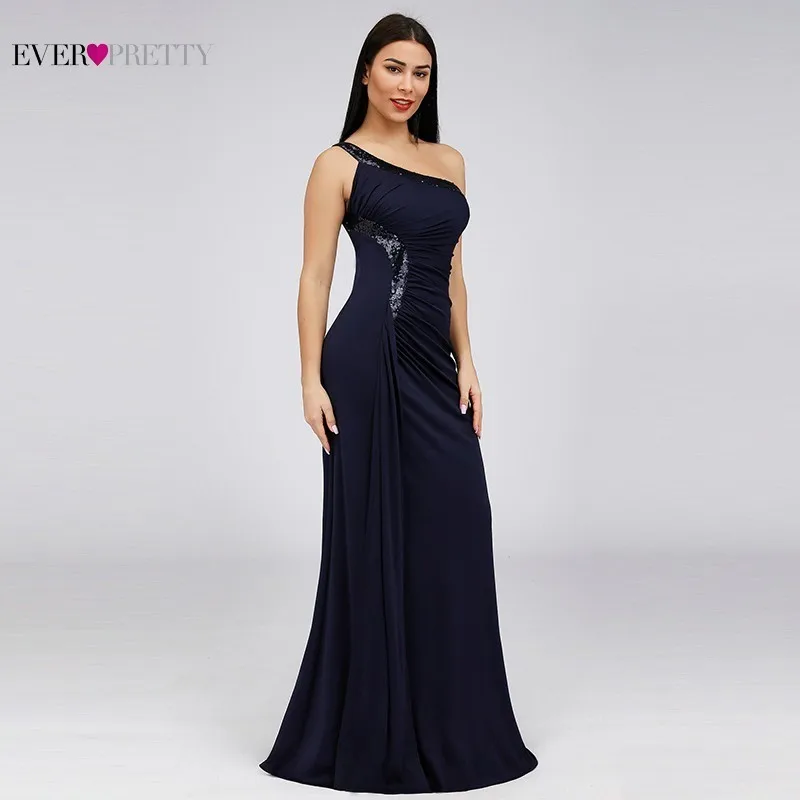 Вечерние платья с блестками Ever Pretty EP07869NB на одно плечо Русалка сверкающие