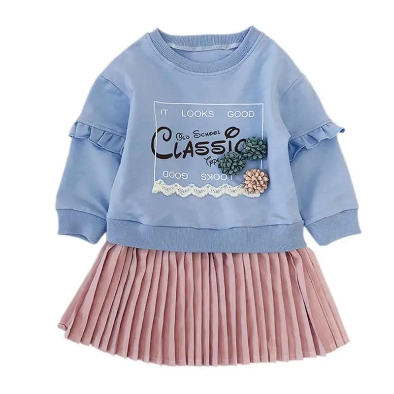 

Kids Girls O-Neck Dresses Spring Toddler Girls Princess Dress Flower Letter Print Long Sleeve Children Clothing Baby Girl Dresse