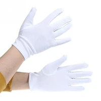 kid gloves white short satin feel boy hold flower girl performance dance elastic gloves