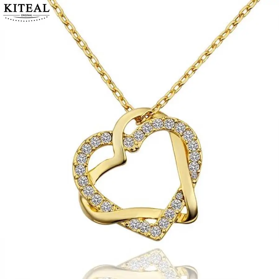 KITEAL новинка 2019 золотые подвески для девушек двойное Открытое сердце любовь День