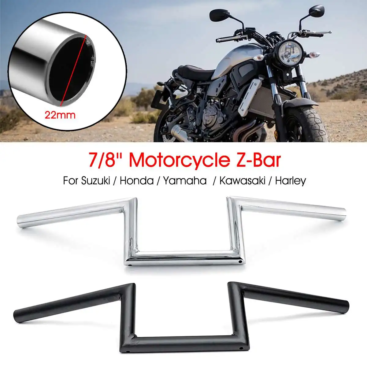 22 мм 7/8 &quotруль мотоцикла Z бар для Suzuki Cruiser на заказ Honda Для Yamaha Kawasaki | Автомобили и