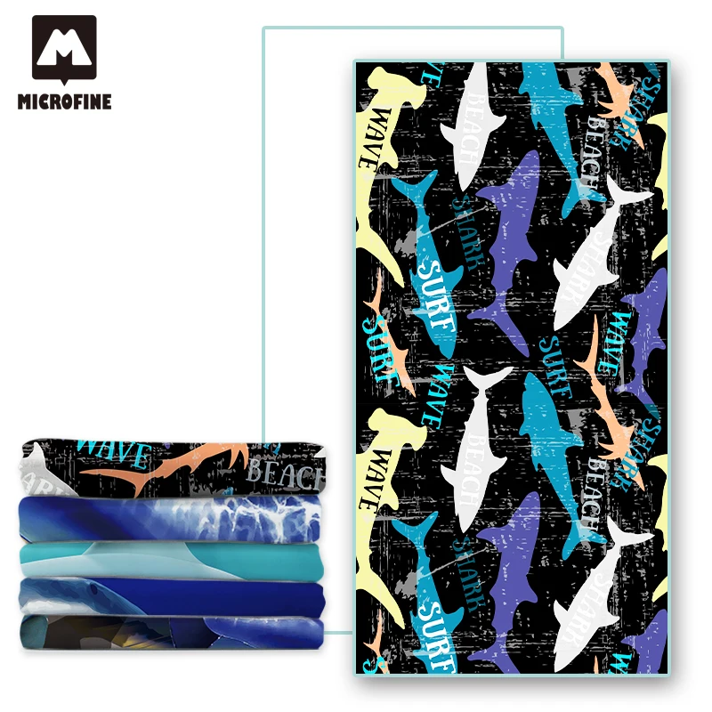 Пляжное полотенце Microfine Shark из микрофибры для бассейна взрослых большой коврик