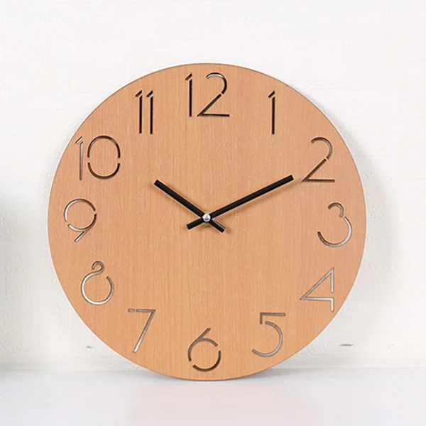 Creative Wall Clock Living Room Minimalist Modern Home Round Personality Silent Solid Wood Fashion(Light Brown) | Дом и сад