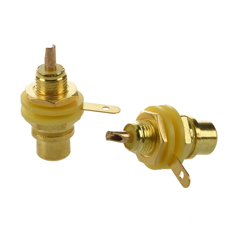 RCA женские разъемы 2 шт золотой тон сплава гнездо пайки аудио разъем Женский phono