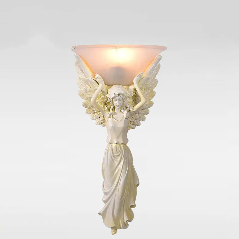 

85-265V Modern European Style Wall Lamp Angel Lampshade Sconce for Hotel Bedroom E27 Novelty Fixture Vintage Lamp