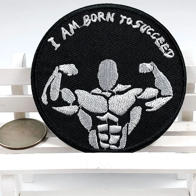Круглые черно-белые прочные мужские нашивки PGY а именно успех I Born Аппликации