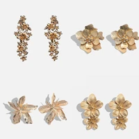 flatfoosie 2019 vintage flowers dangle earrings for women bohemian fringed drop earring gold silver color shiny metal jewelry