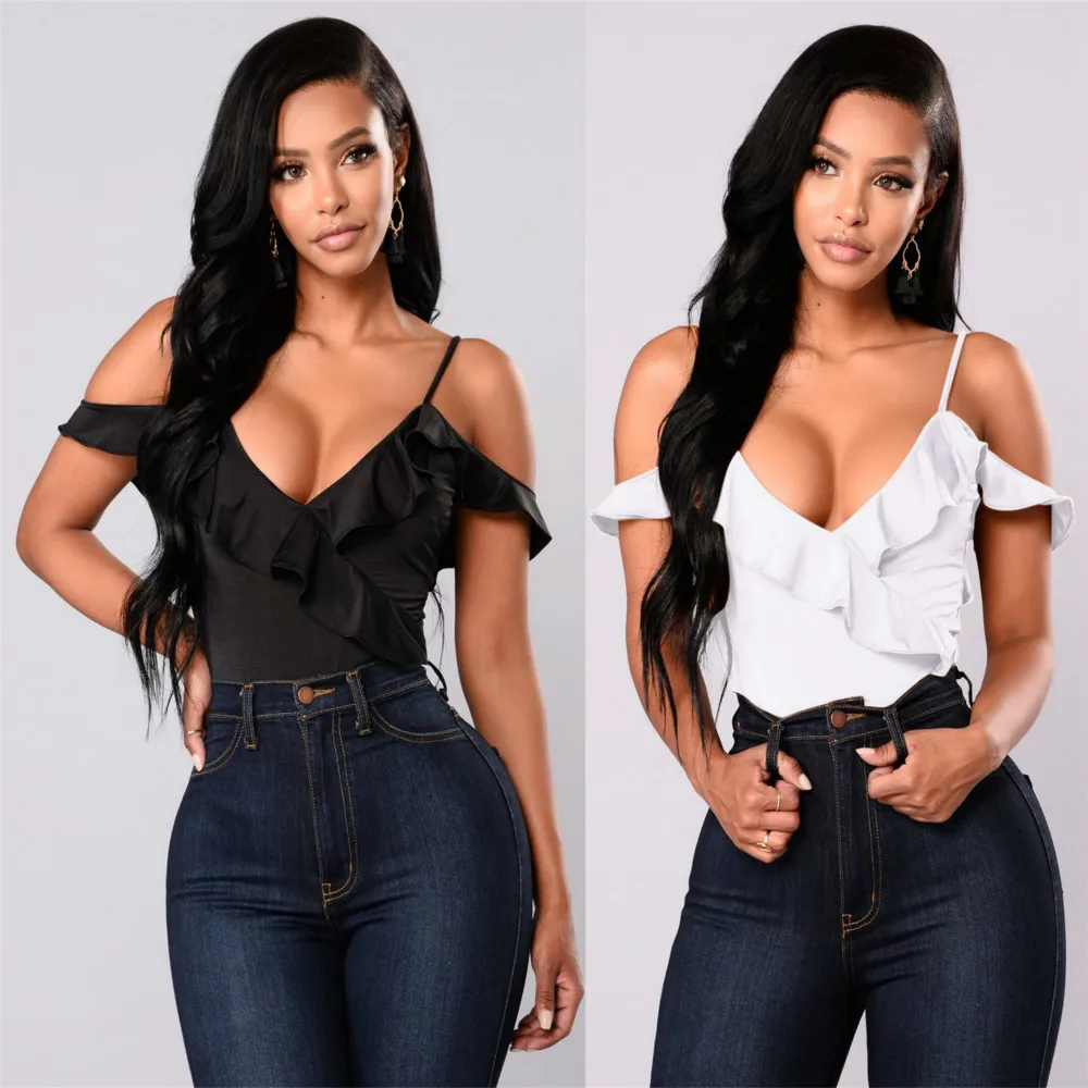 Ugost Ruffles Женское боди без рукавов с открытой спиной комбинезон на бретельках