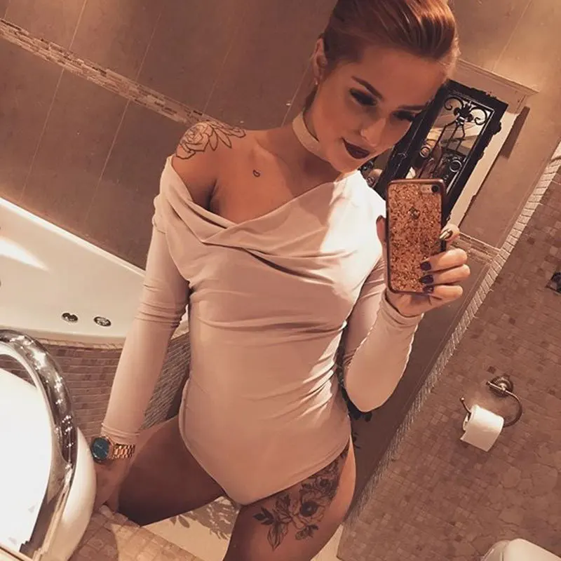 V образным вырезом Sexy &amp Club Тощий однотонный комбинезон | Женская одежда