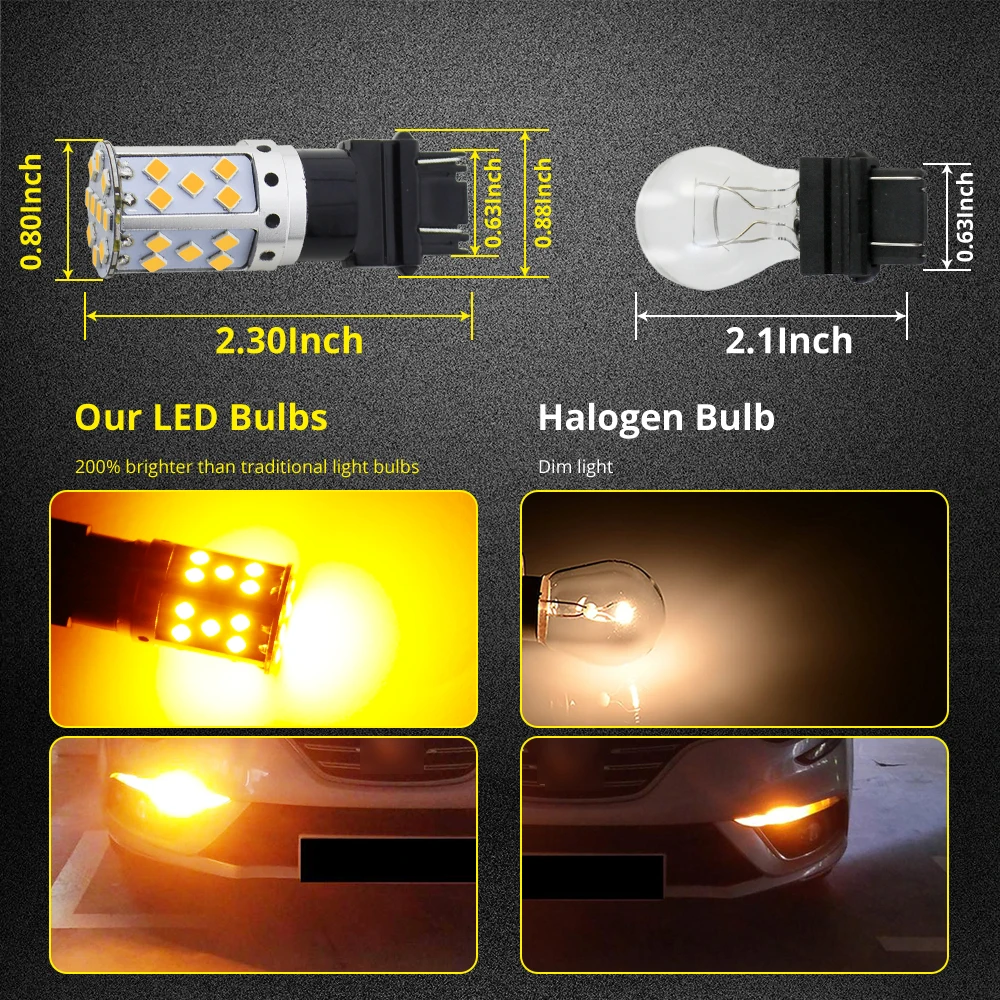 2шт T25 3157 светодиодный лампы 3030 35 SMD Желтый Янтарный светильник для авто