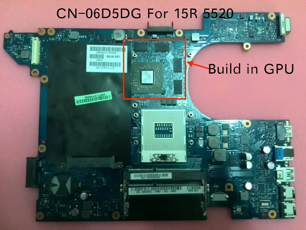 

Free Shipping NEW CN-06D5DG 06D5DG 6D5DG for dell Inspiron 15R 5520 QCL00 LA-8241P motherboard with HD7670M 1GB GPU
