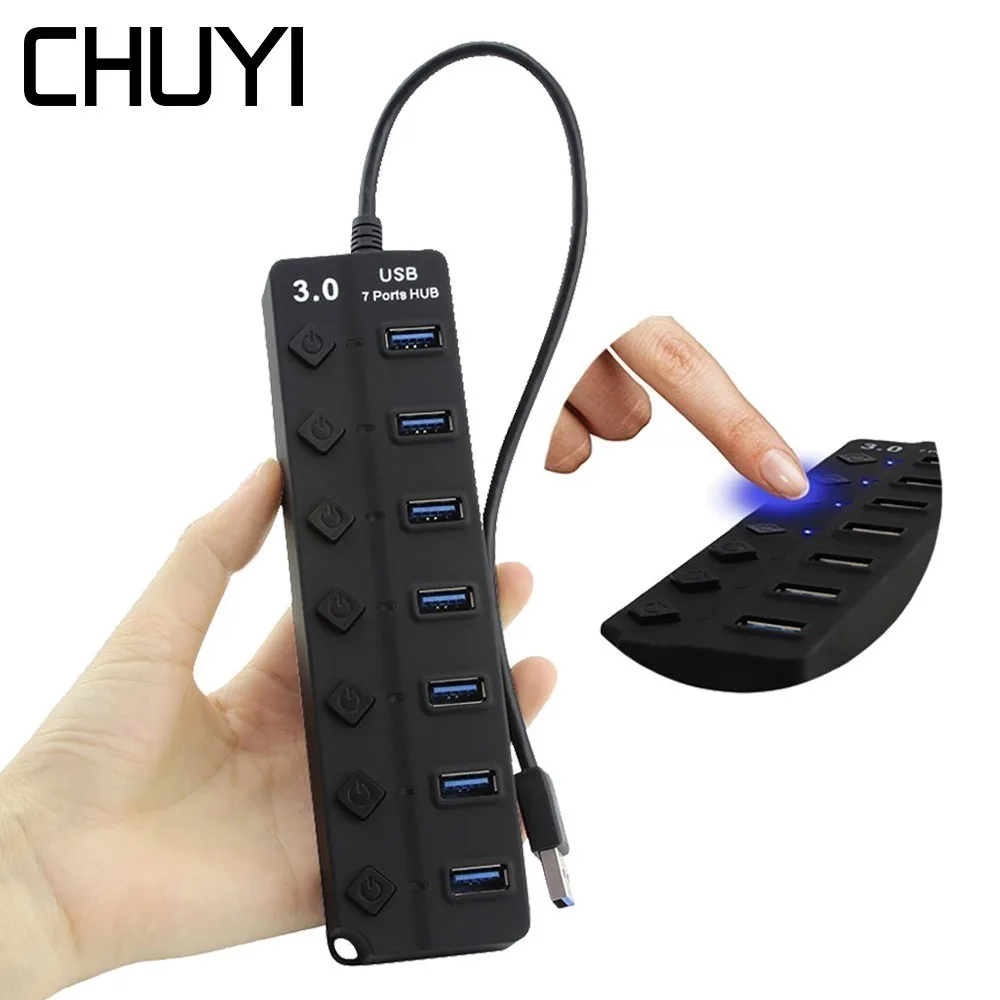 USB концентратор CHUYI 3 0 дюйма 7 портов 0|USB-хабы| |
