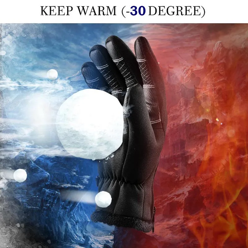 Унисекс Зимние теплые спортивные водонепроницаемые ветрозащитные перчатки с
