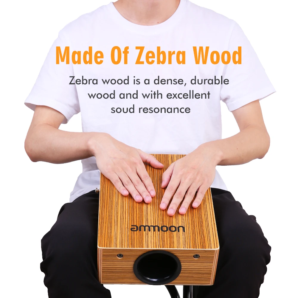 Ammoon портативный дорожный барабан для Cajon Box деревянный плоский ручной с ремешком
