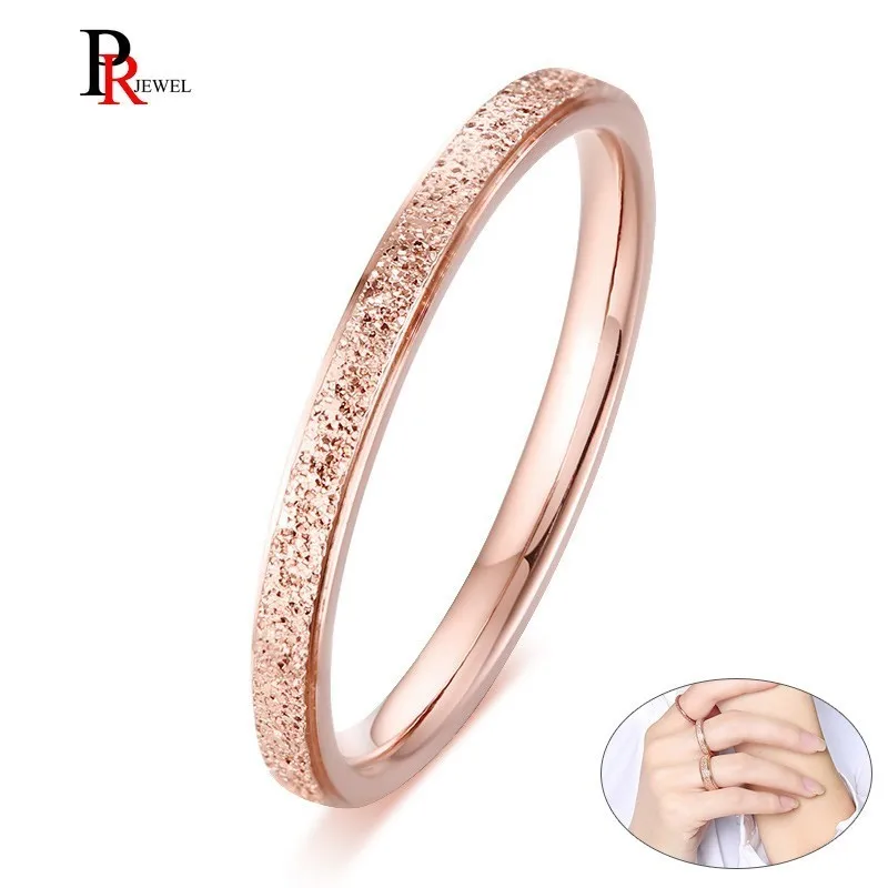 Elegant Wedding Bands Rings for Women 2MM Sandblast Stainless Steel Femme Lady anel Accessories | Украшения и аксессуары
