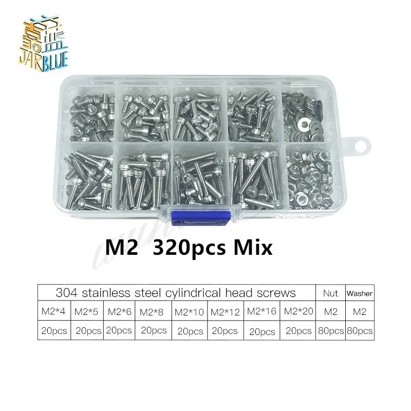 320 шт./компл. M2 M2.5 M3 DIN912 304 из нержавеющей стали с шестигранной головкой |