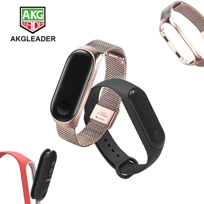 Резиновый браслет для Xiaomi Mi Band 4 спортивный из нержавеющей стали 3 2