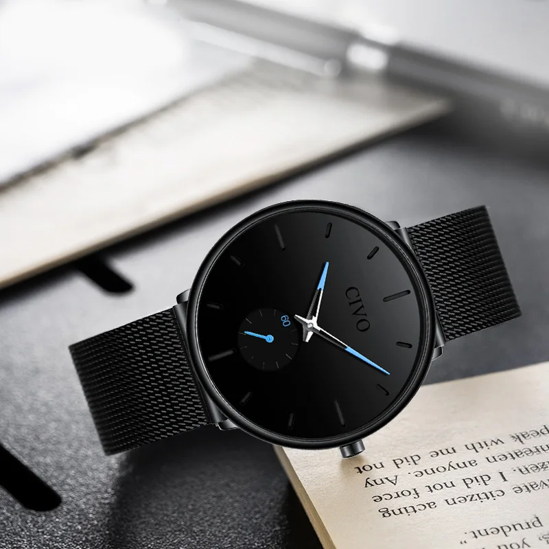 

CIVO Erkek Kol Saati Watch Mens Waterproof Sports Wristwatch Slim Mesh Quartz Date Clock Men Wrist Watches Relogio Masculino