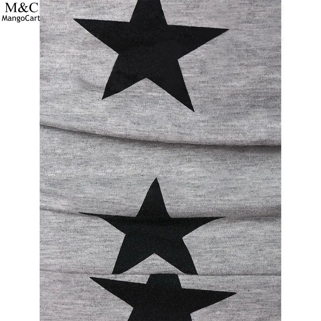 Women Casual Long Sleeve Hooded Loose Sweatshirt Sleeves Pentagram Print Autumn Spring Gray | Женская одежда