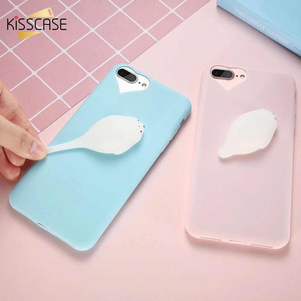 Мягкий силиконовый чехол KISSCASE 3D с животными для iPhone 6s 6 8 7 Plus милый снятия стресса 5