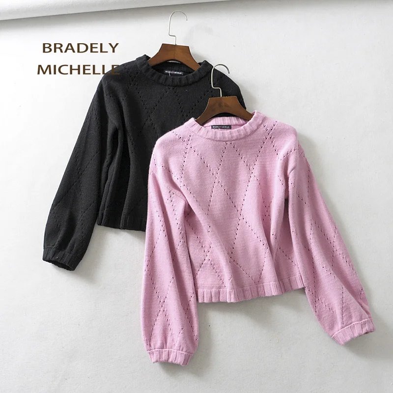 BRADELY MICHELLE Осень Зима теплые вязаные свитера для женщин 2018 круглый вырез длинный