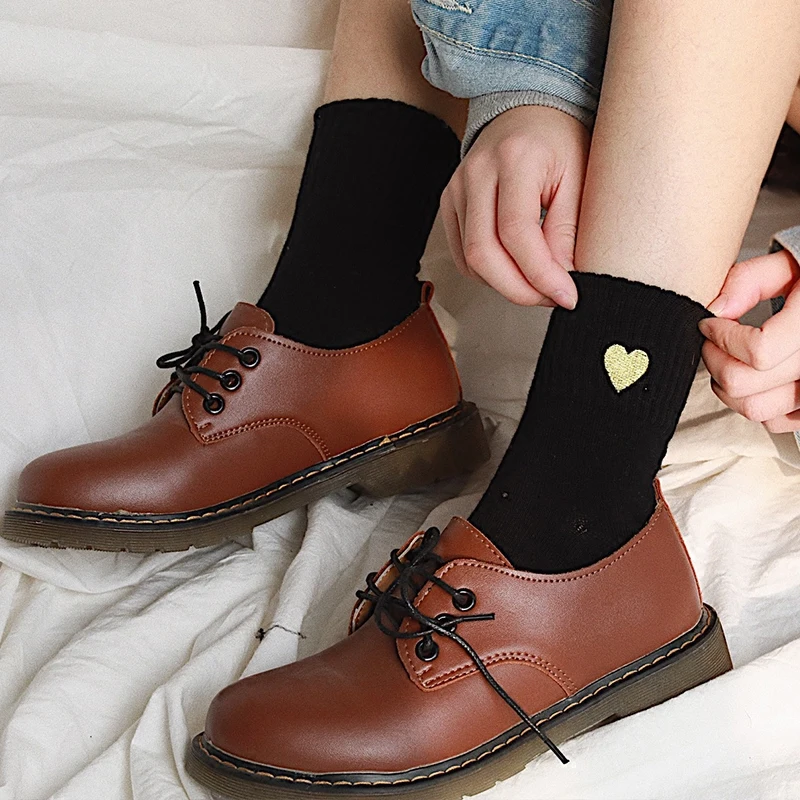 

Women's Clothing Korean japanese harajuku Mid tube socks kawaii ulzzang Love Embroidery Three pairs of socks women New hipster