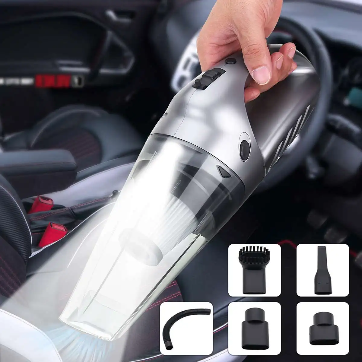 120W 12V Портативный автомобильный пылесос Беспроводной для сухой и влажной уборки двойной Применение ручной вакуумный очиститель воздуха для дома автомобиля Применение с светодиодный светильник
