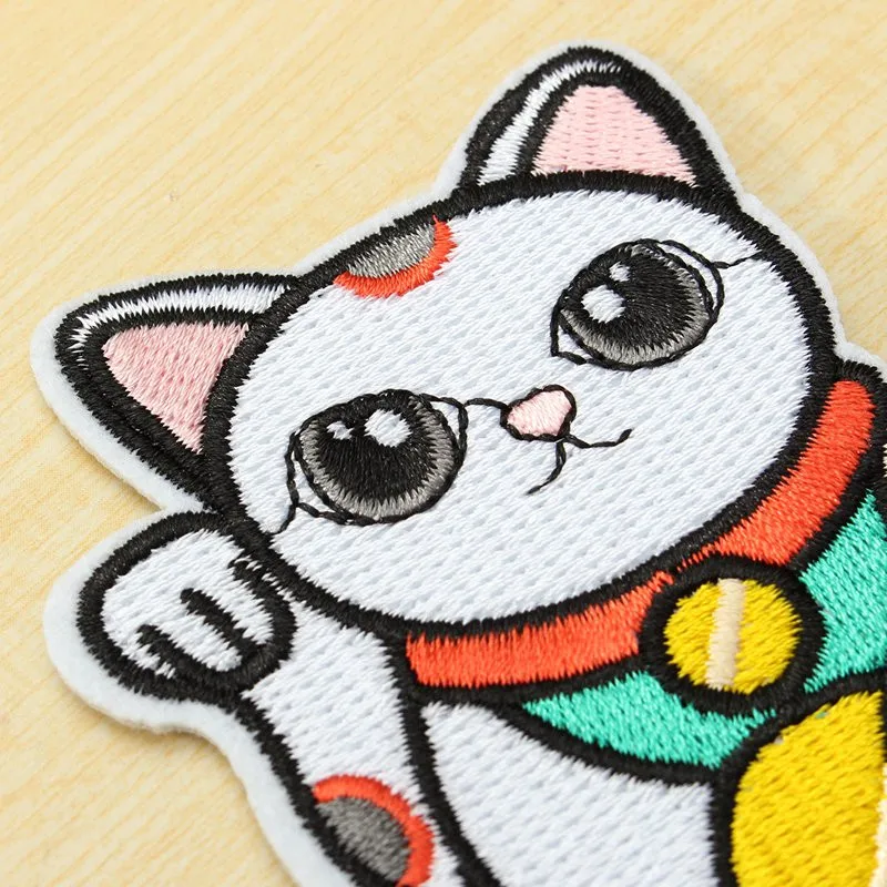1 шт. приклеиваемая нашивка Lucky Cat для джинсов курток Женская милая одежды ткани