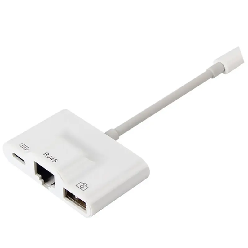 3 в 1 сетевой адаптер для Lightning LAN 100 Мбит/с Ethernet RJ45 OTG USB 0 устройство чтения камеры