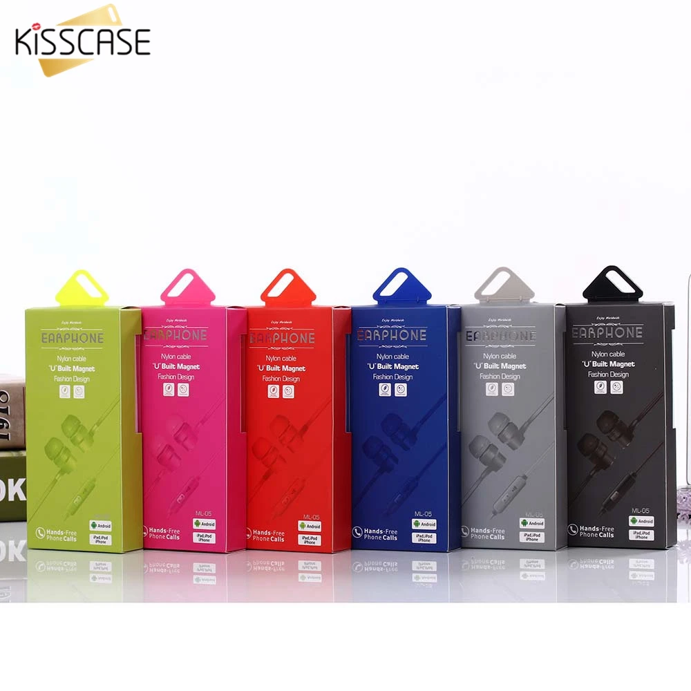 KISSCASE красочные провода наушники гарнитура с микрофоном Hifi чистый звук бас для