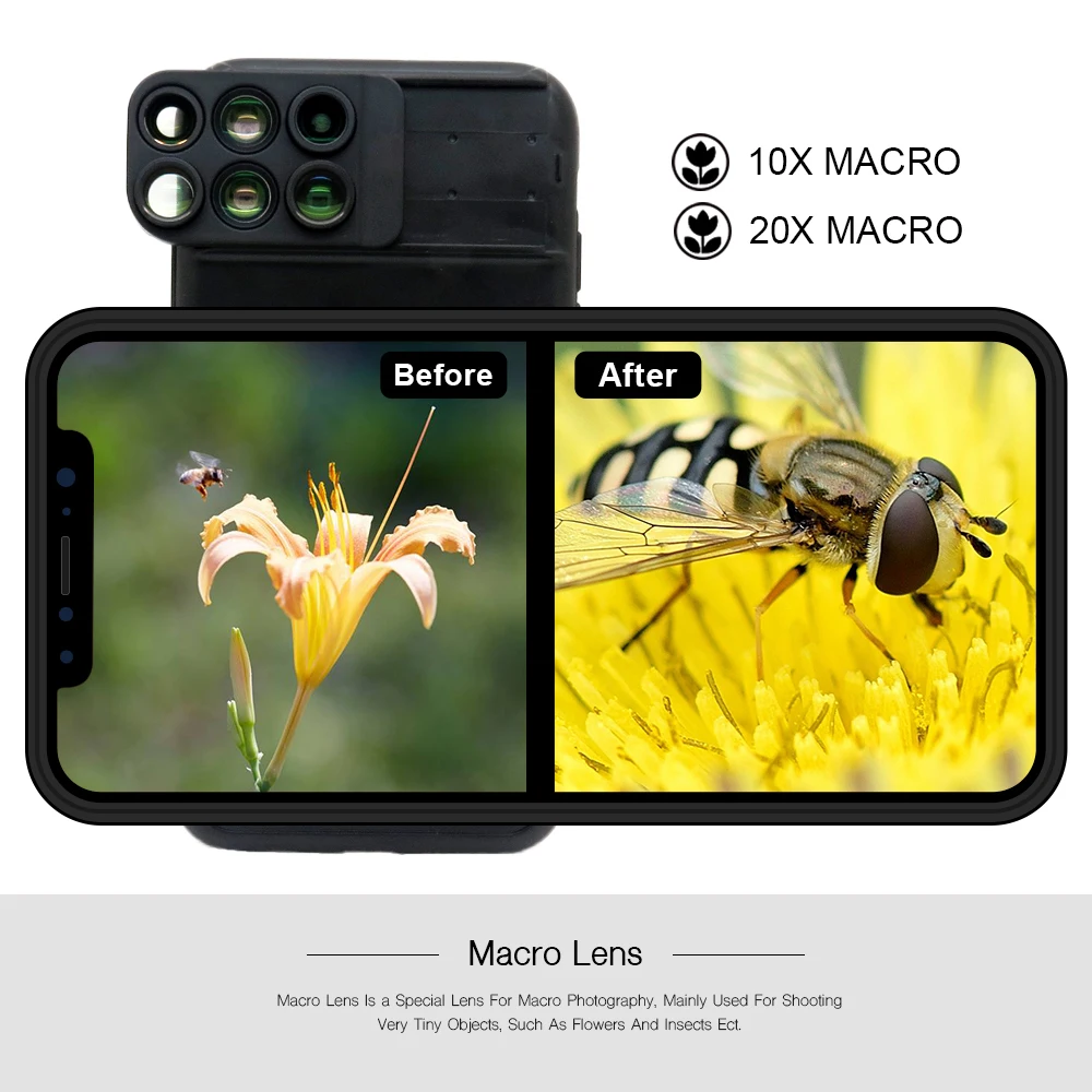6 в 1 Многофункциональный телескоп Fisheye Lentes чехол для телефона объектив телескопа