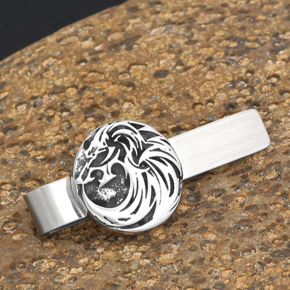 Stainless steel Nordic viking odin wolf amulet rune Tie Clips -small size with valknut gift bag | Украшения и аксессуары