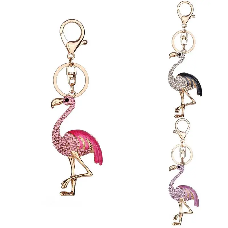 Popular Diamond Flamingo Key Ring Pendant Europe And The United States Keychain Bag Hanging Ornament Holiday Gift 1PC | Дом и сад