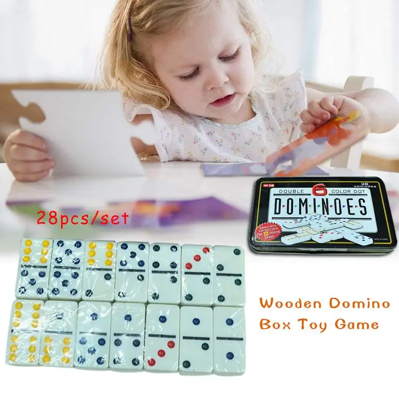 2019 White Color Dot Dominoes Set Simple Iron Boxed Fun Domino Toy Casual Game Card For Home Family Traveling | Спорт и развлечения