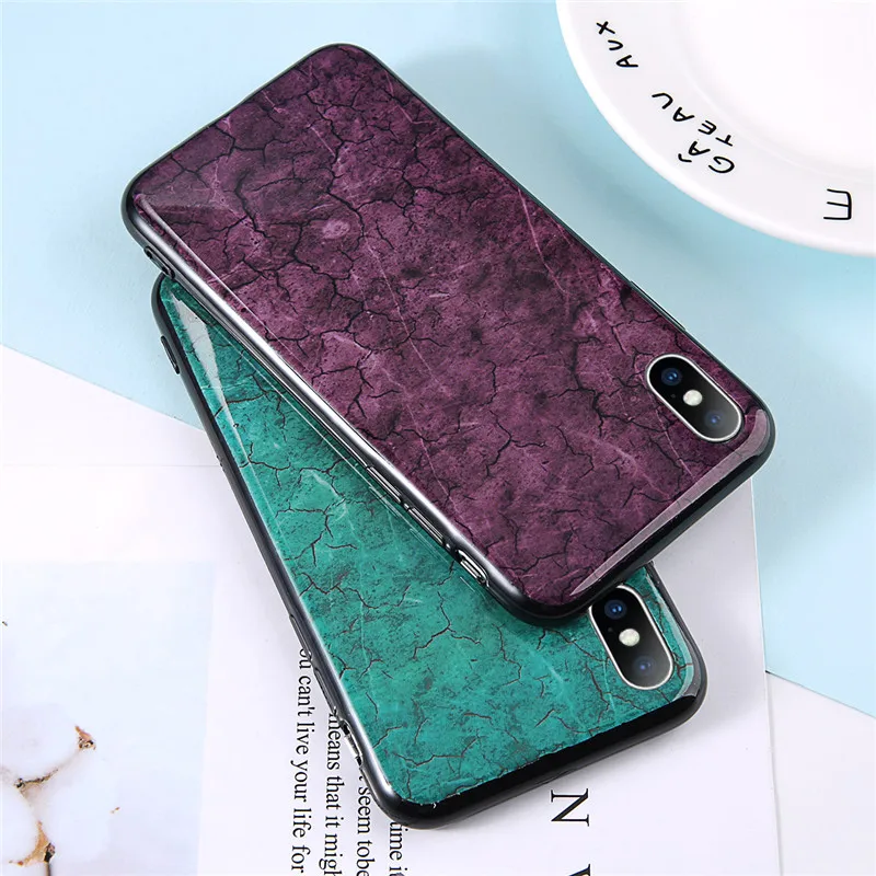 Lovebay Luxury Phone Case Epoxy Shell Marble Soil Crack 3D Pattern Girl Women Back Cover For iPhone 6 6S 7 8 Plus X XS XR Max |