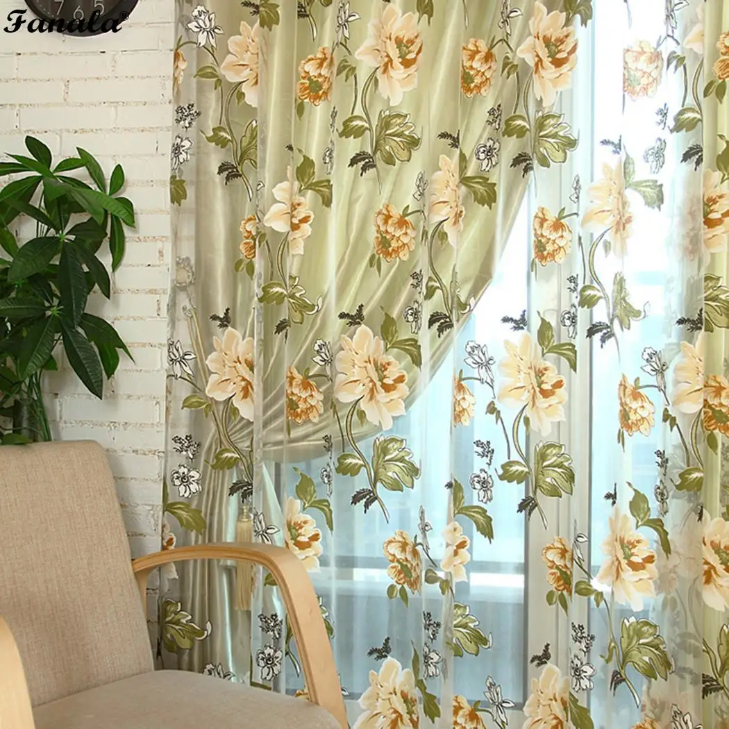 Peony Flower Window Living Room Bedroom Home Hospital Cafe etc Curtain Hanging On Rod | Дом и сад