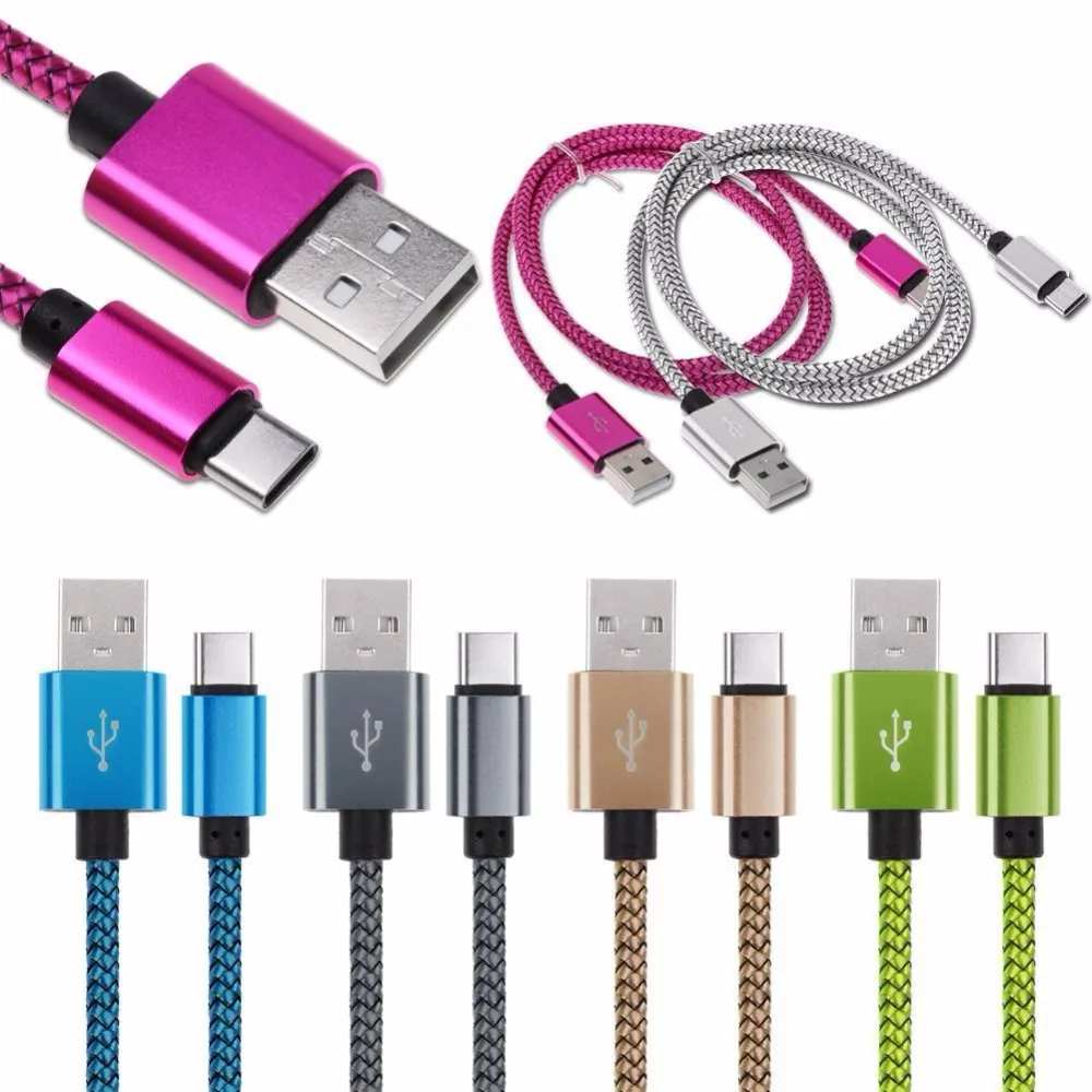 500 шт. usb 3.1 Type c нейлоновый Плетеный зарядный кабель 1 м|Кабели VGA| |