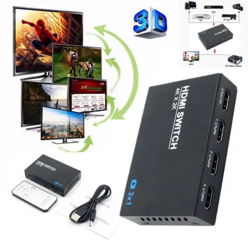 3 порта HDMI 4K переключатель разветвитель концентратор ИК-пульт для HDTV Xbox PS3 PS4