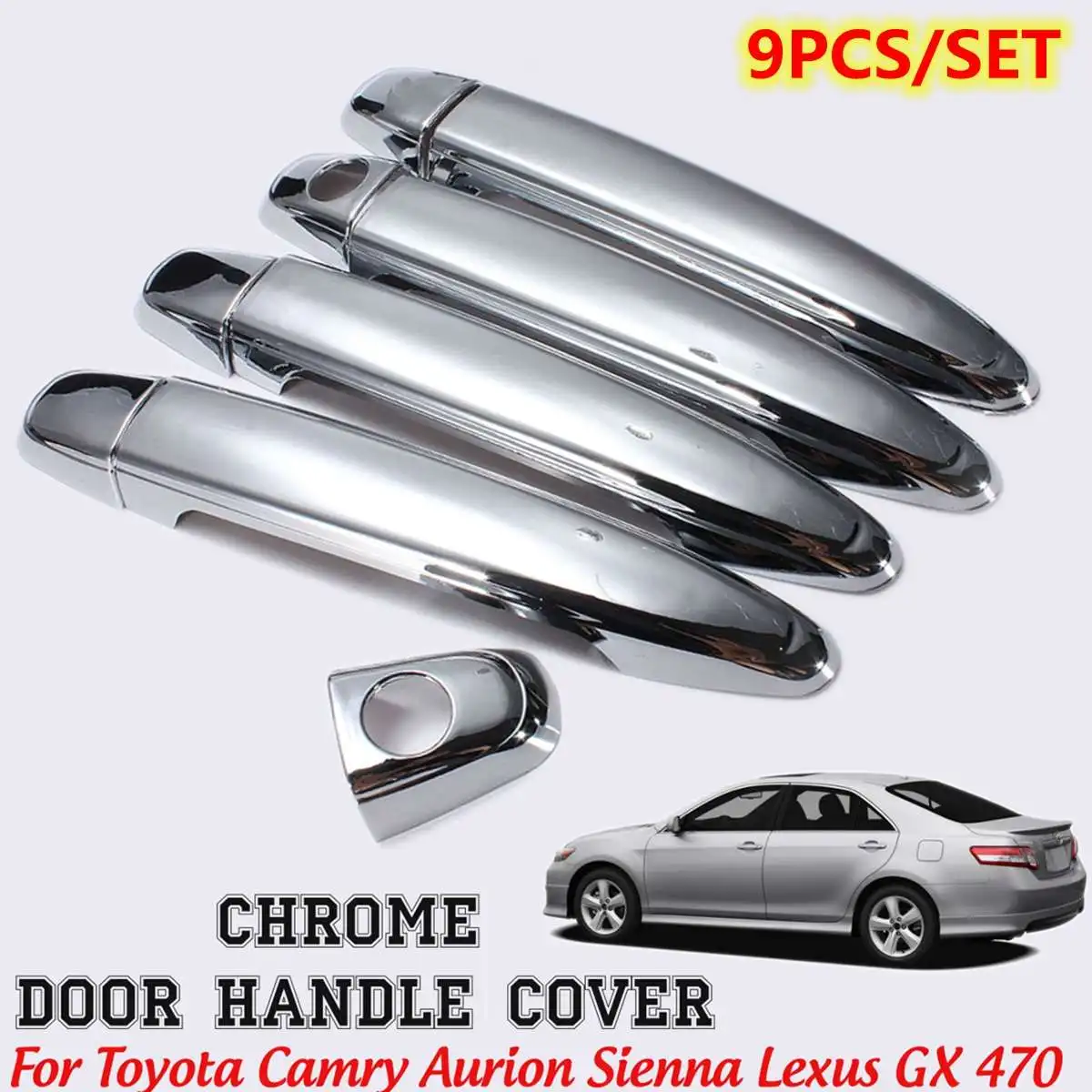 Крышка ручки двери для Toyota Camry Avalon Tacoma 4Runner Sienna 9 шт. хромированная крышка Trimdoor с