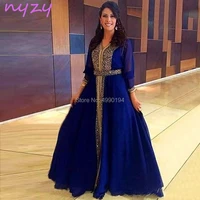 nyzy m113 kaftan turkish arabic dubai mother of the bride dresses royal blue gold crystal formal dress vestido de madrinha 2019