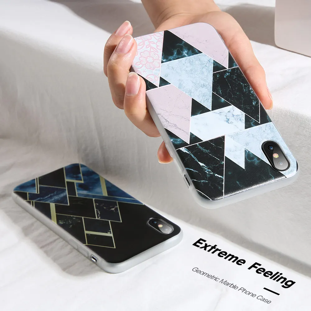 KISSCASE роскошный геометрический мраморный стильный чехол для iPhone X XS Max Xr Мягкий