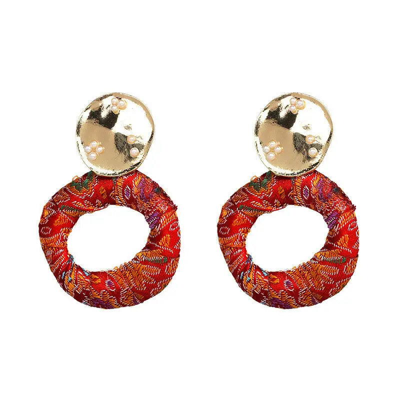Fashion Women Bohemian Colorful Cloth Round Drop Statement Earrings Jewelry Gift Brand Fine | Украшения и аксессуары